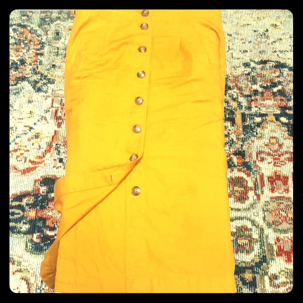 Madewell button front midi in mustard.